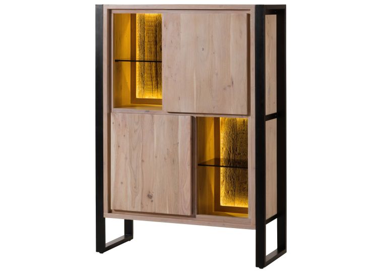 Highboard Akazie / Altholz 100x40x140 natur lackiert DENVER #101