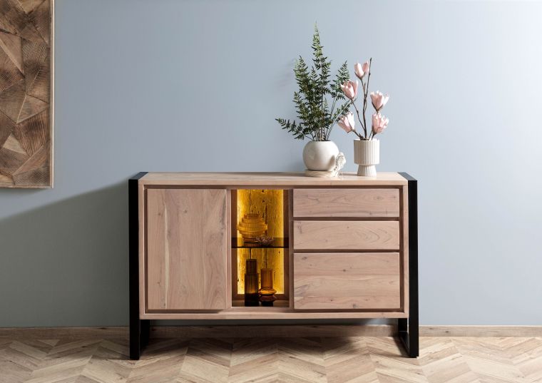 Sideboard Akazie / Altholz 150x40x90 natur lackiert DENVER #110