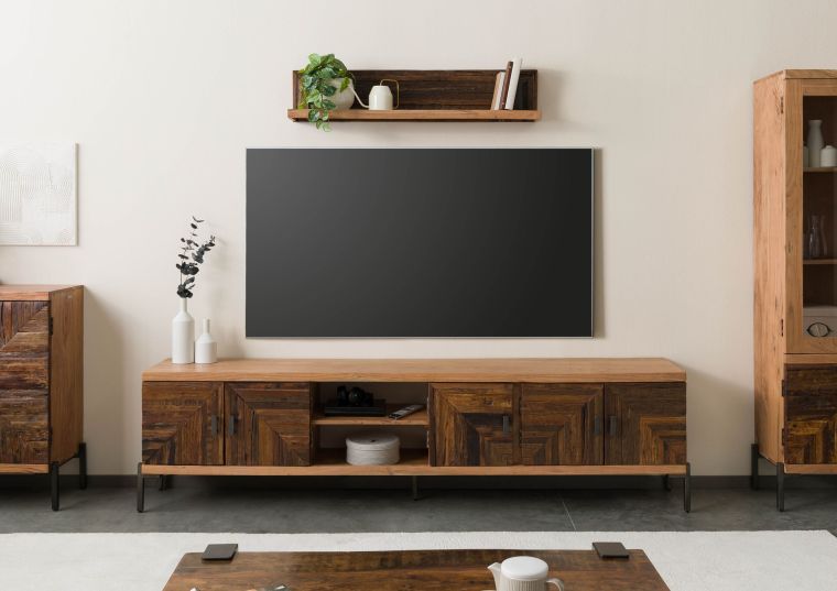 TV-Board Altholz 240x40x63 natur lackiert LYON #121