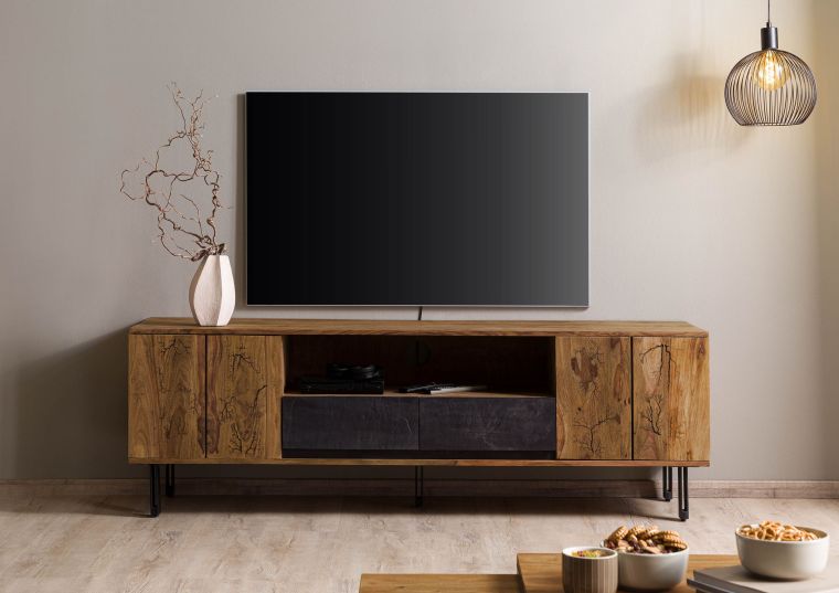 TV-Board Sheesham 185x45x60 natur unbehandelt LICHTENBERG #117