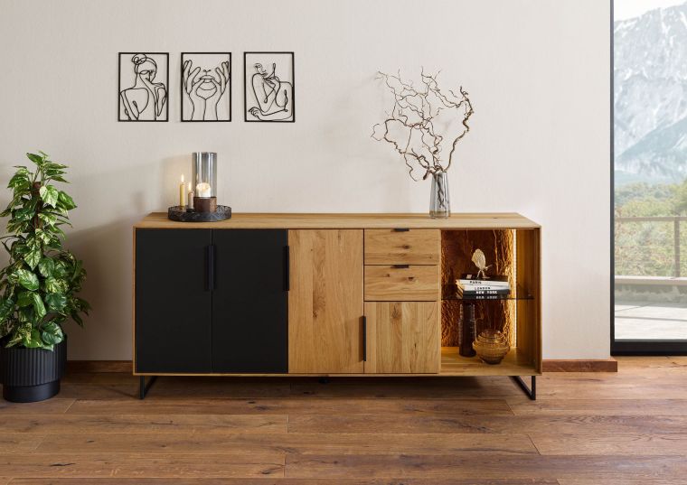 Sideboard Wildeiche 180x43x79 natur geölt LINDAU #109