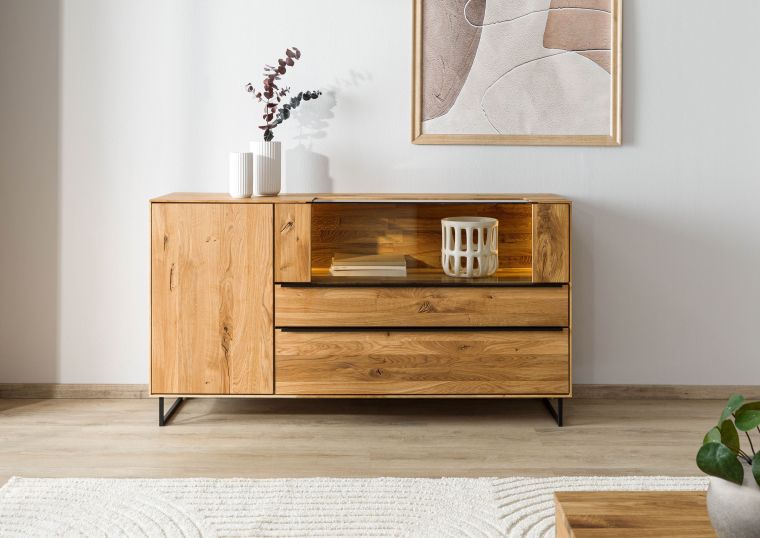 Sideboard Wildeiche 160x43x87 natur geölt WIEN #220