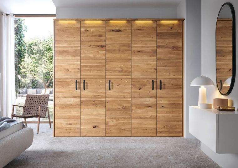 Kleiderschrank 5-türig Wildeiche 242x60x219 natur geölt HALMSTAD #100